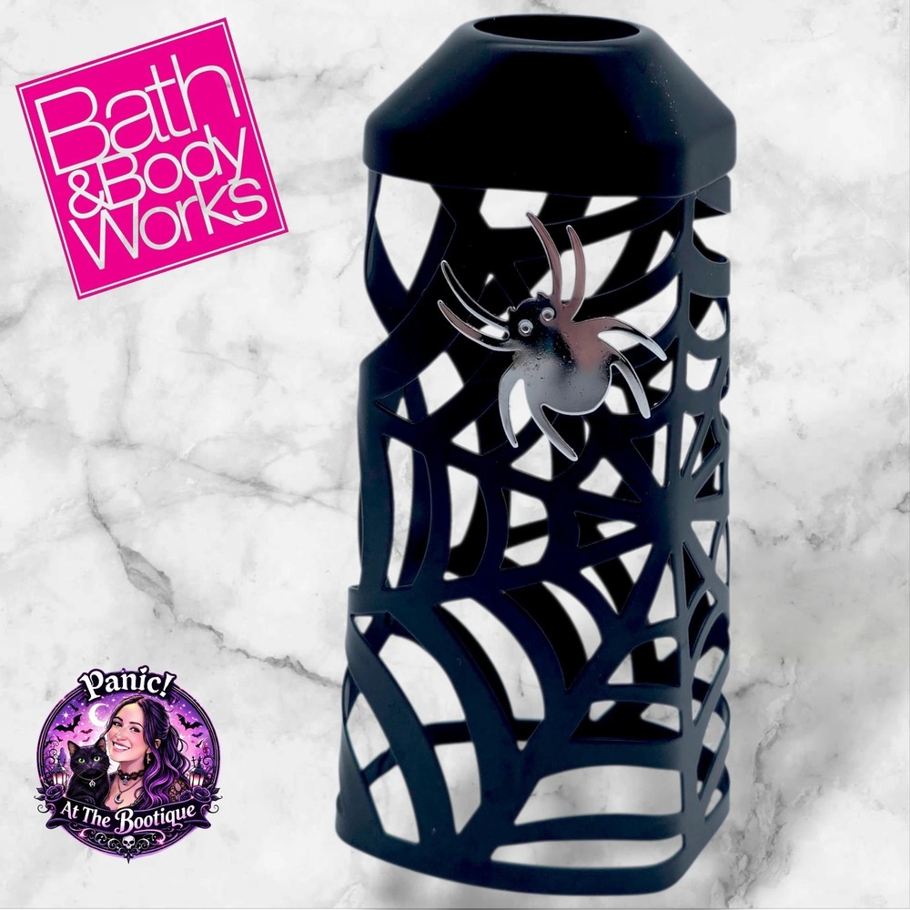 Bath & Body Works Soap Sleeve Metal Black Spider Web Goth Spooky Halloween Decor